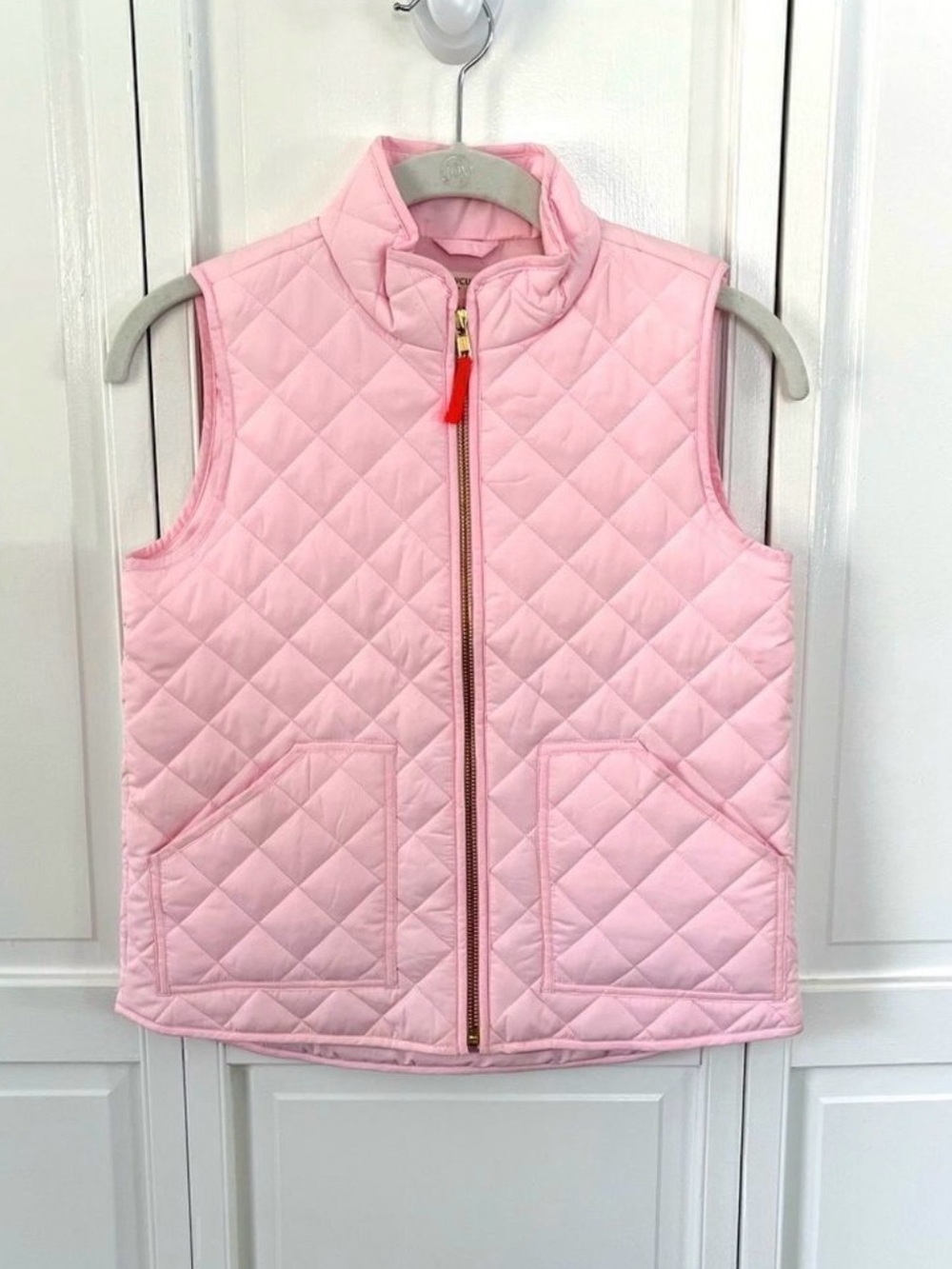 NWOT J.Crew Girls Excursion Diamond Quilted Outerwear Vest Light Pink Size 8